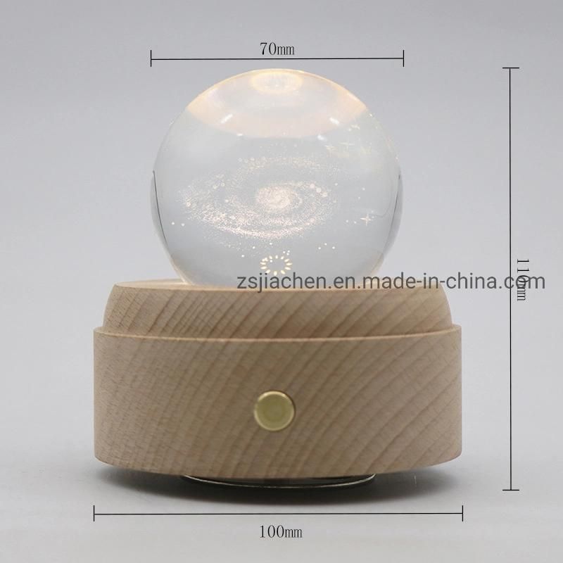 2022 Decorative Light Gift Ferris Whee 3D Glass Night Light 5V USB Desk Table Lamp with Music Box