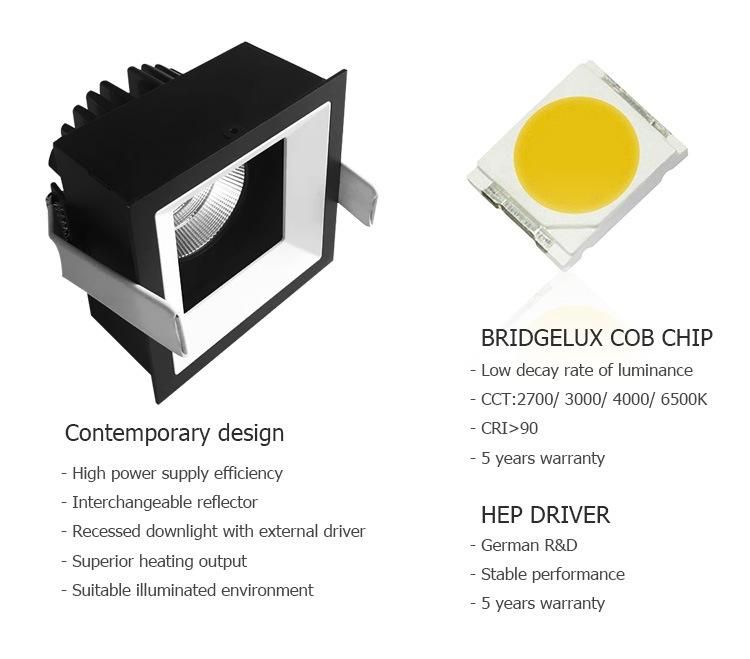 Imade Lighting China LED Downlights Factory LED Downlights Housing LED Spot Light Square and Round Recessed LED Downlight