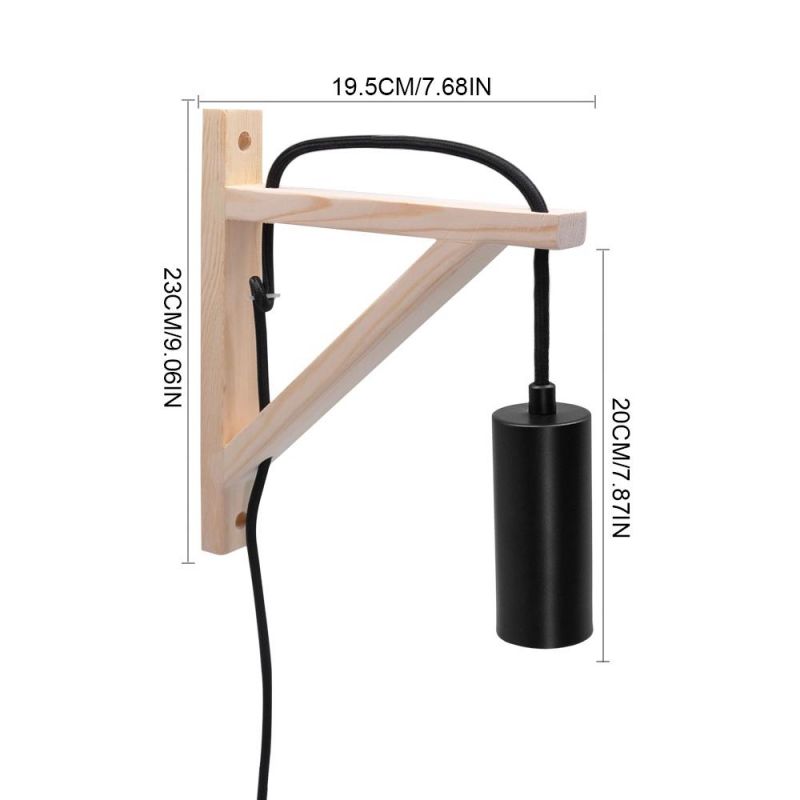 Nordic Wooden Wall Lamp Creative Industrial Dining Room Bedroom Plug in Wall Lamp (WH-OR-65)