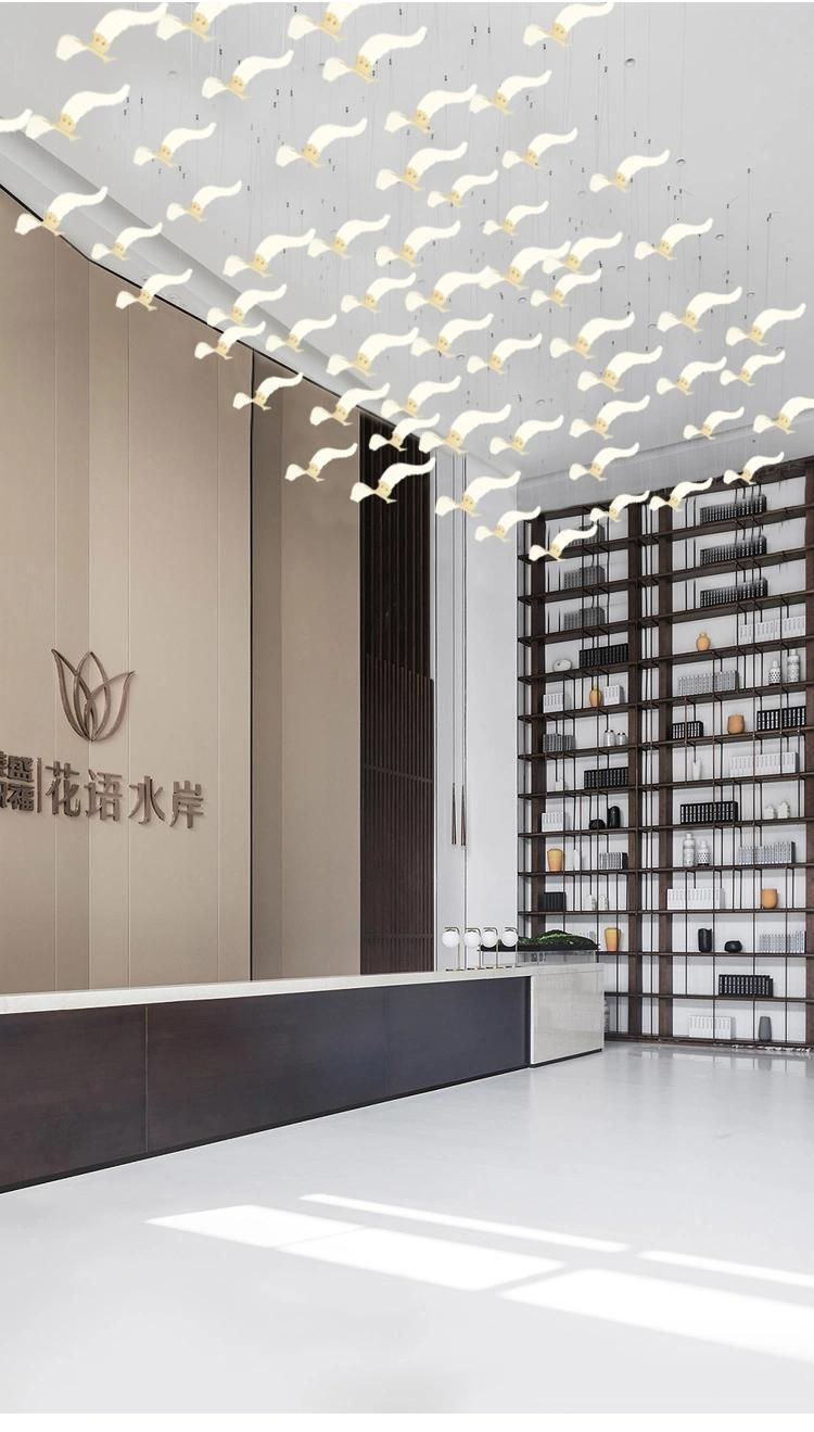 Bird Shape Decor Super Market Store Show Room Custom Large Luxury Glass LED Chandelier Light