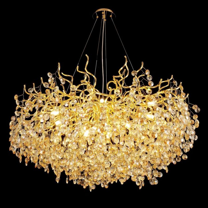 2022 Post Modern Simple Custom Creative Dining Room Romantic Gold Luxury Decorative Bedroom LED Crystal Chandelier