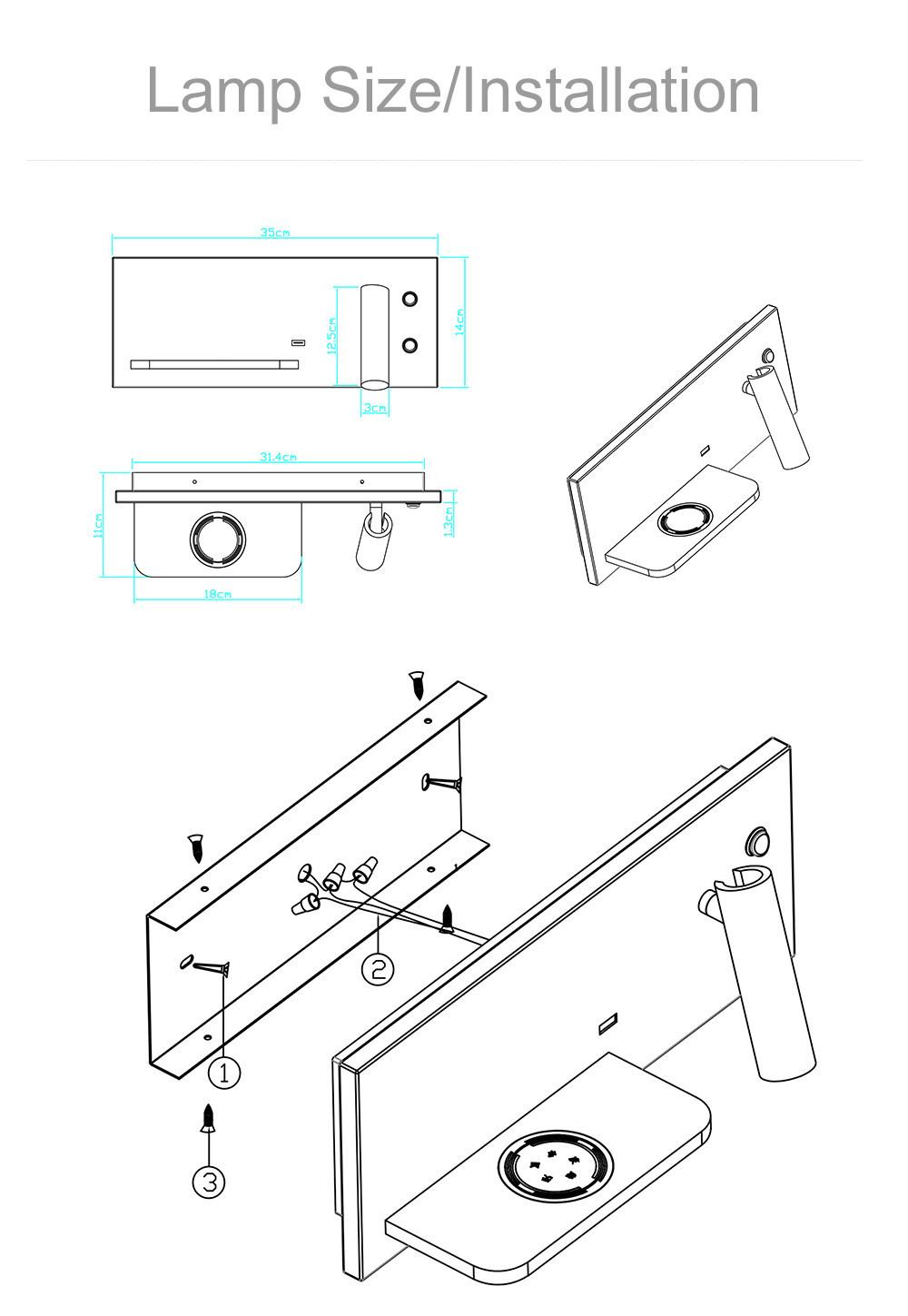 Wall Lamp LED Light Wall for Reading Loft Decor Modern Bedroom Read Lampara Pared Hotel Wall Light Wireless USB Charge