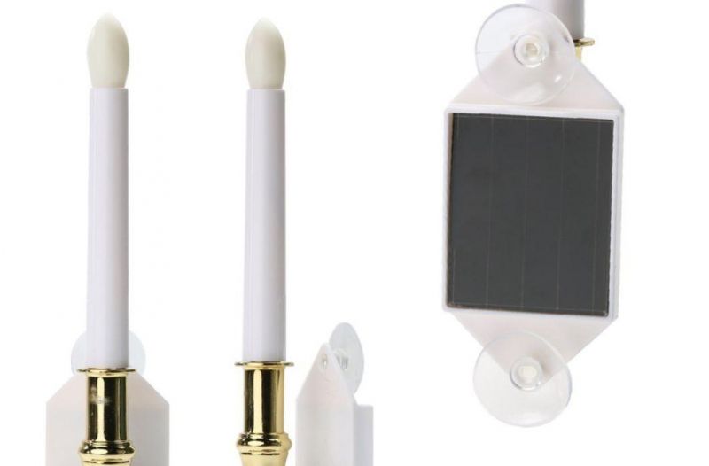 Window Wall Mounted Solar Flameless Flickering Candlelight High Quality Solar Power Candle Shape LED Wall Lamp Hot Night Wall Light