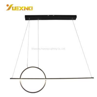 High Grade LED Strip Round Straight Pendant Hanging Light Iron Black Bright Chandelier Pendant Lamp