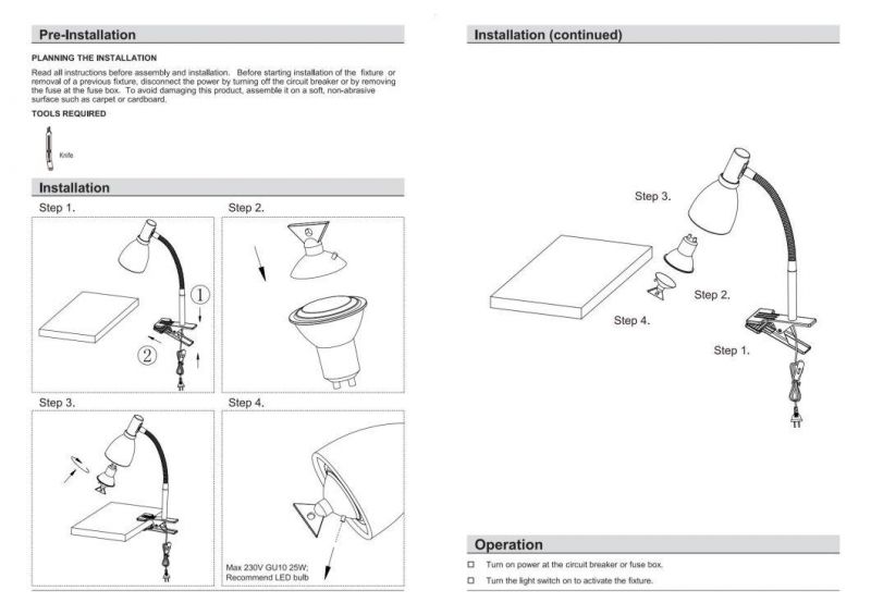 Clip on Light Desk Lamp Eye-Caring Table Lamps Gooseneck Reading Light Portable Reading Book Light Clamp Light Study for Bedroom and Office Home (Matt White)