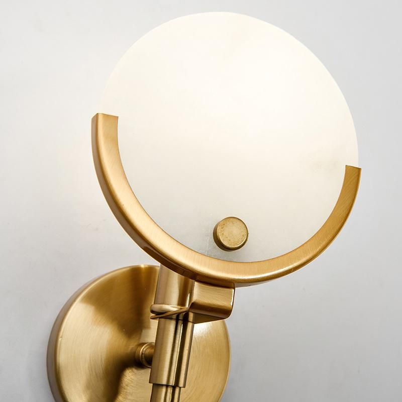 New Chinese Style Living Room Bedroom Full Copper Marble Wall Lamp