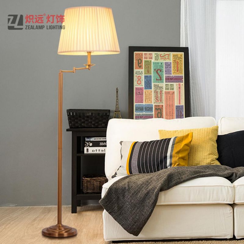 Fabric Roratable Floor Lamp Iron Standing Light Modern