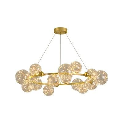 Pendant Lamp Roud Glass Indoor Lighting Modern Chandelier Lamp for Living Room Dining Room