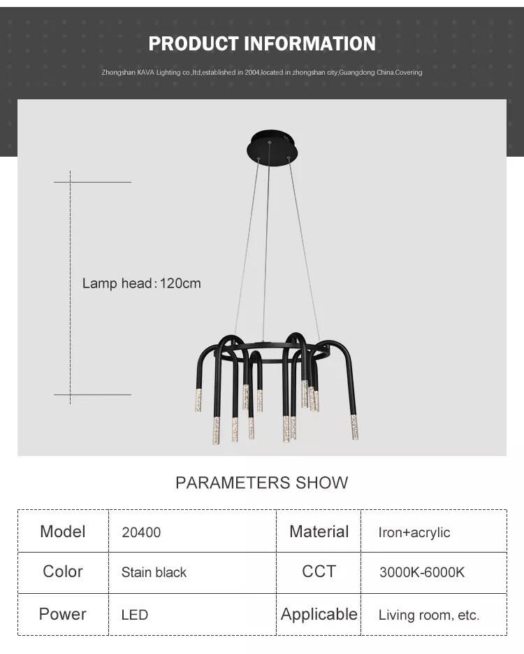 European Modern Decorative Black Home Kitchen Simple Design LED Chandelier