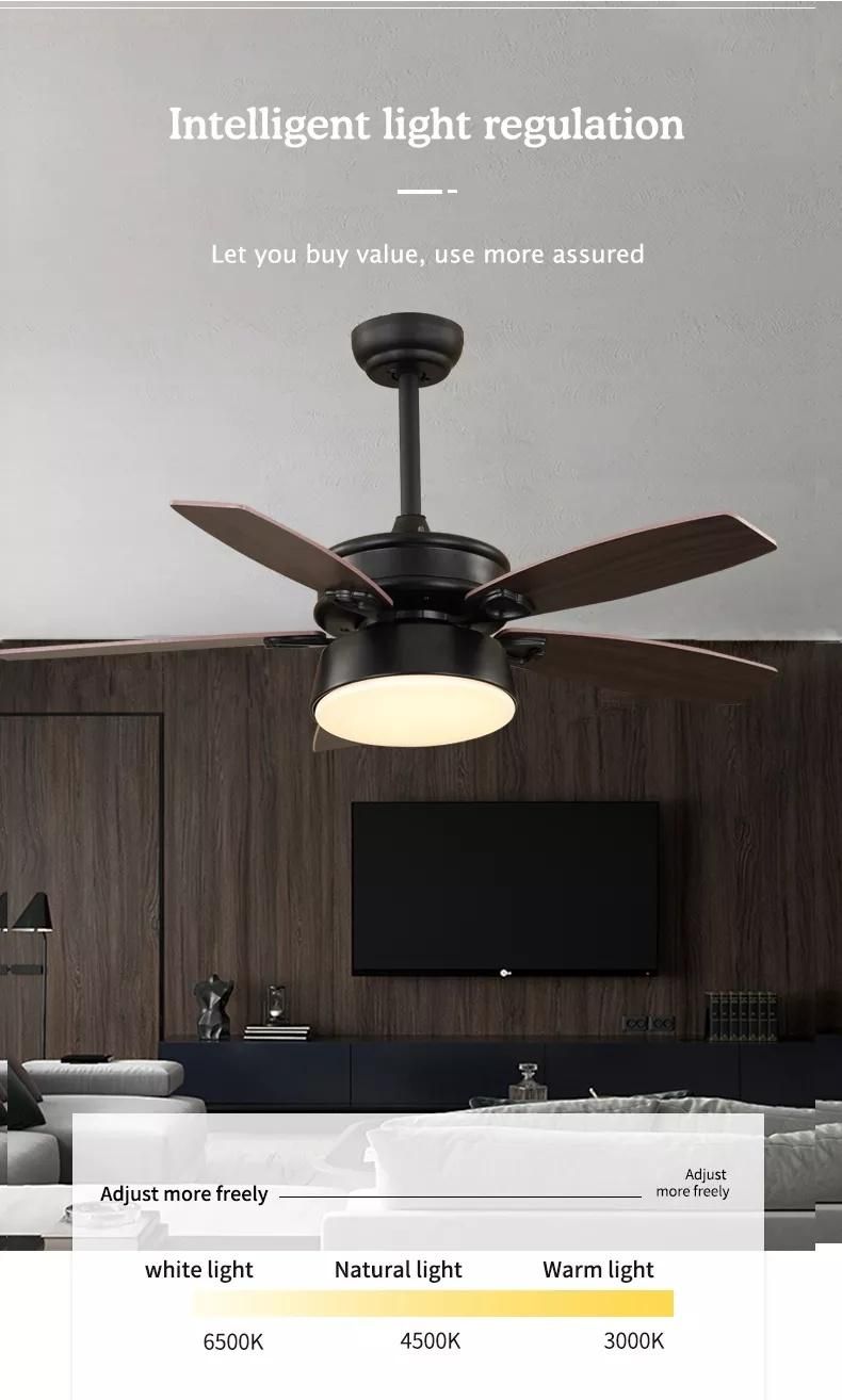 Fan Modern Loft Retro Wooden and Iron Ceiling Fan with Light for Coffee, Bar and Living Room AC Fan Cooling Fan