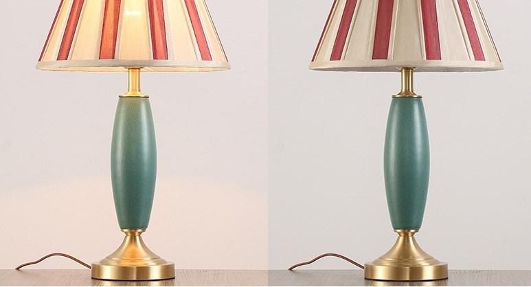American All Copper Ceramic Table Lamp Bedroom Bedside Lamp Retro Simple Marriage Mediterranean New Chinese Living Room Floor Lamp