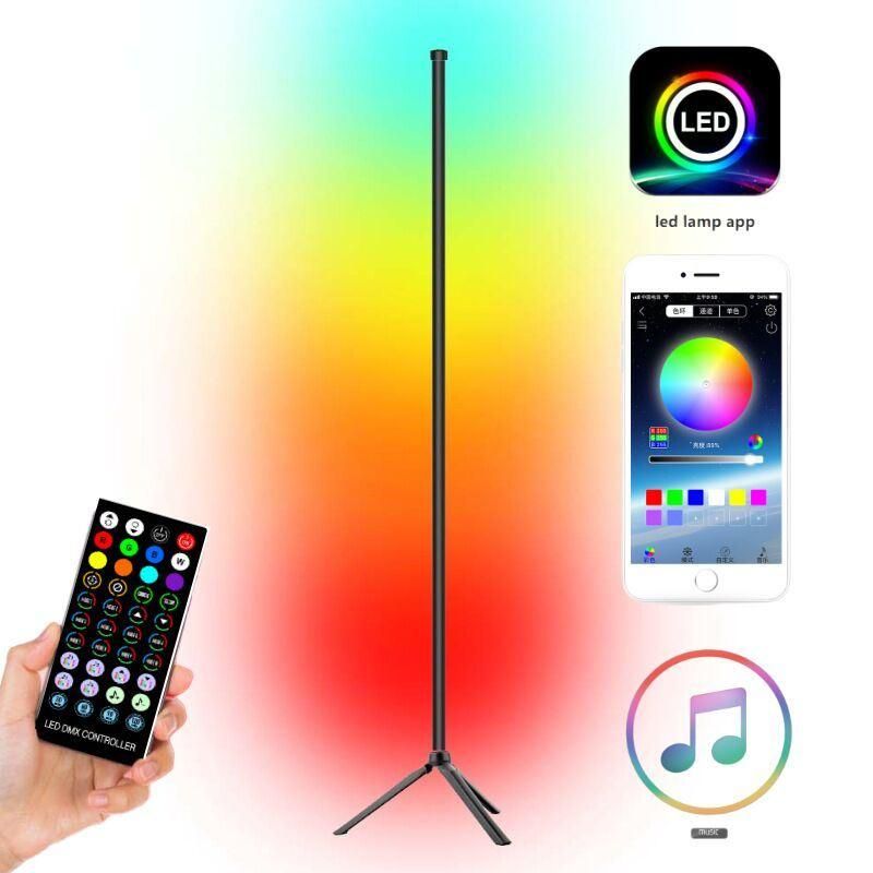 Tube Light New Design Black RGB Remote Control LED Corner Floor Lamp