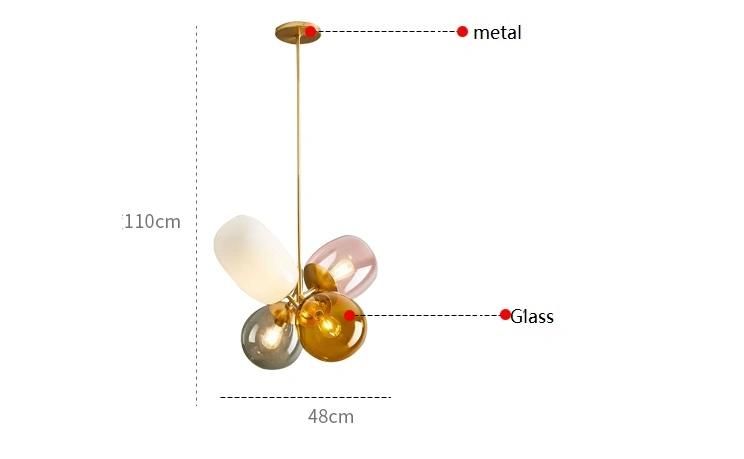 Nordic Style Hotel Decoration Smoked Glass Ball Shape Glass Chandelier Pendant Lighting for Bedroom Zf-Cl-065