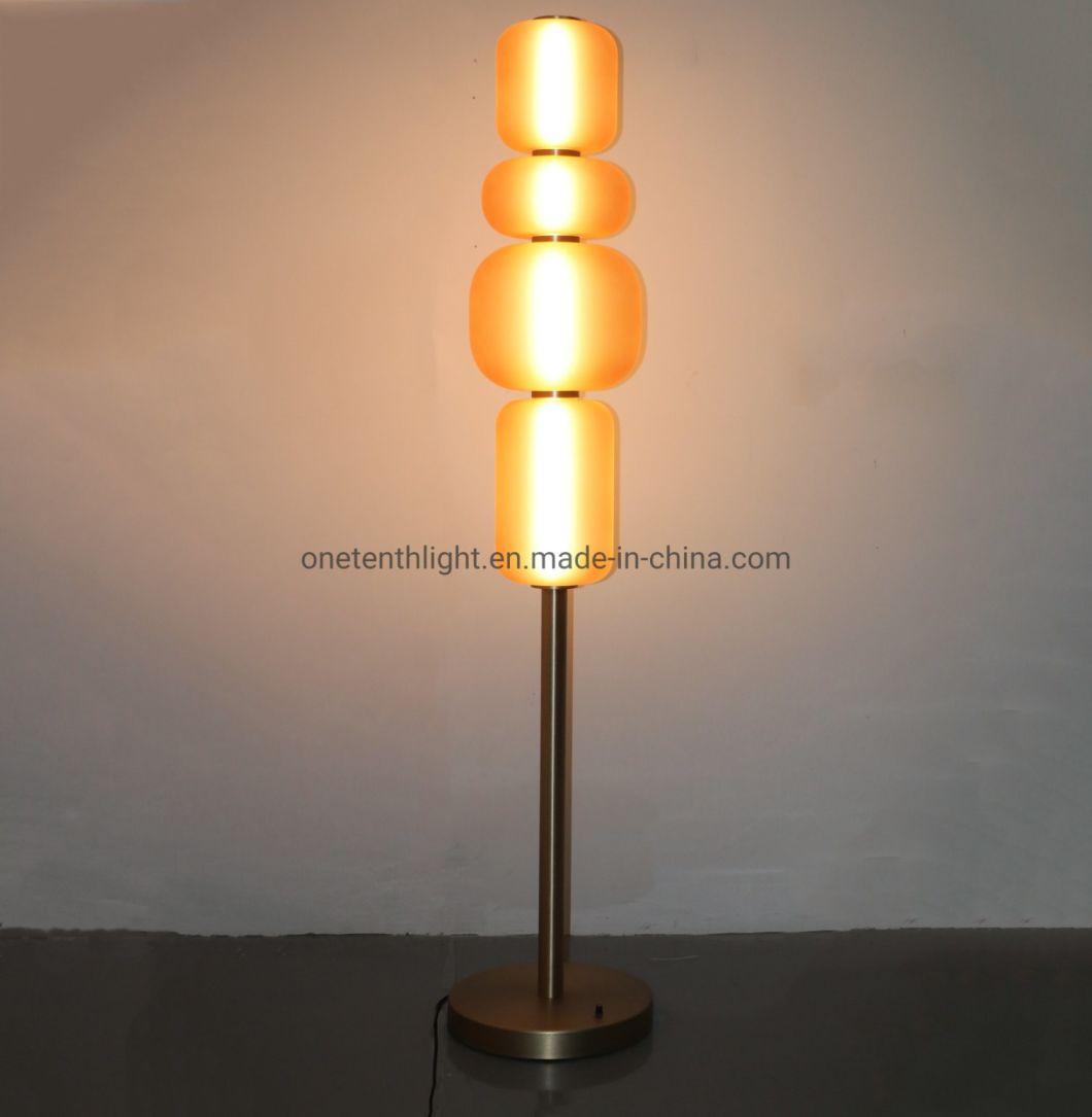 Metal Body in Brass and Frosted Glass Shade Floor Lamp