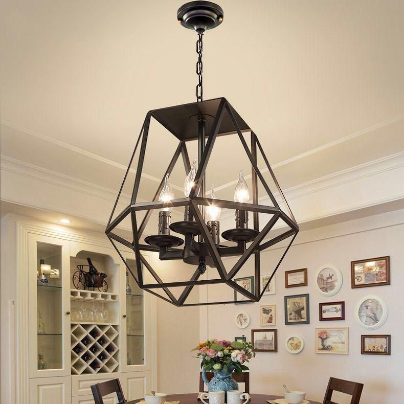 Hot Sale E14 Metal Glass Shade Black Chandelier Pendant Lighting