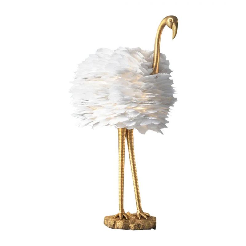 Feather Table Lamp Bedroom Bedside Lamp Nordic Ins American Simple Warm Romantic Girl Net Red Living Room Table Lamp Floor Lamp