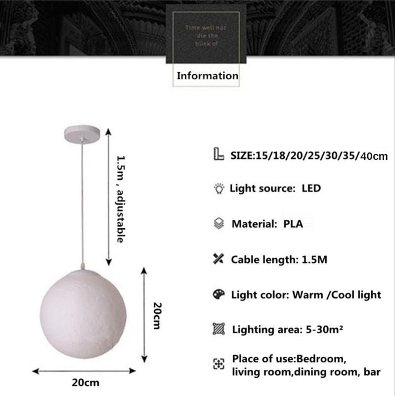 Creative LED Pendant Lights Indoor Home Decor Light Fixture Restaurant Moon Lights (WH-GP-109)