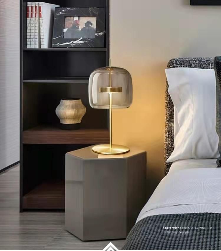 Nordic Bedside Counter Lamp Simple Creative Living Room Warm Romantic Bedside Bedroom Study Hotel Glass Lamp