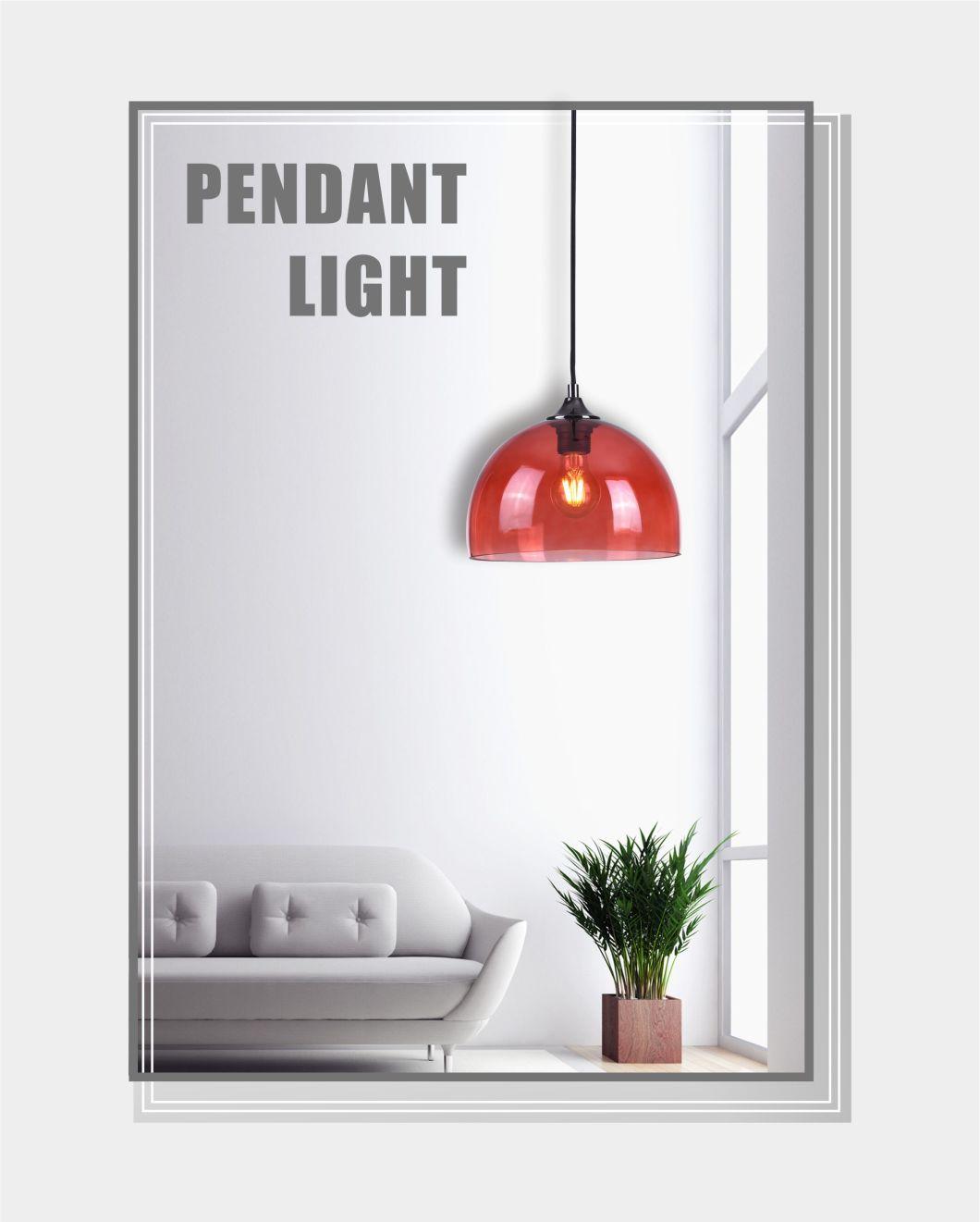 E27 Modern Decorative Red and Coffee Glass Suspension Pendant Light with CE