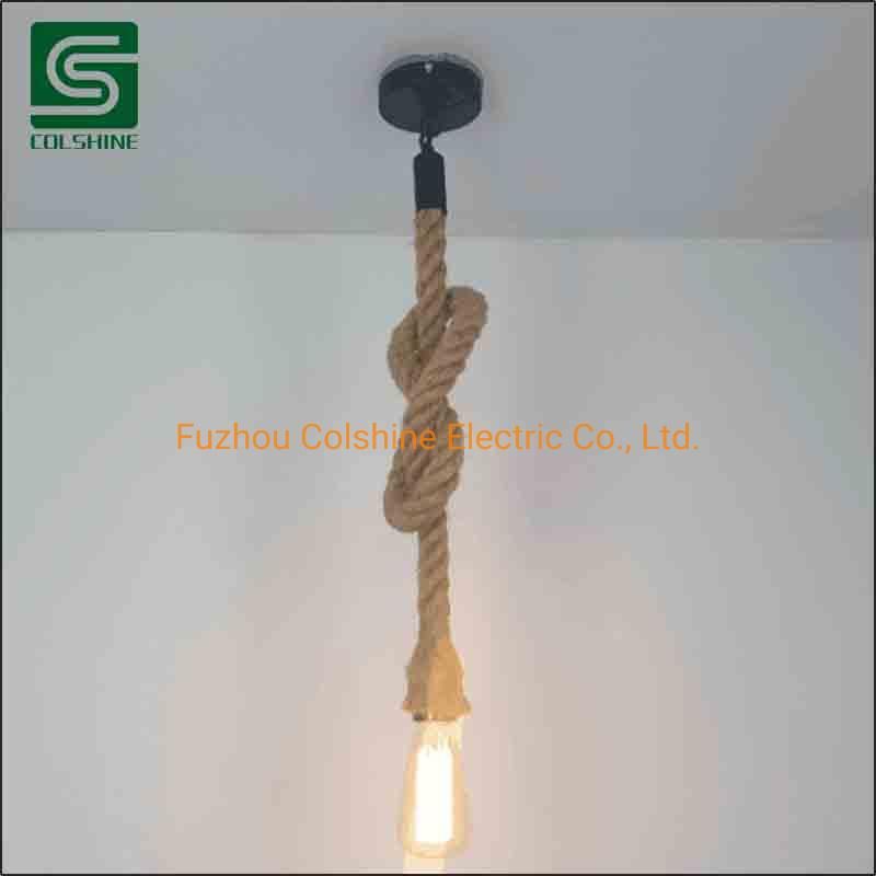 European Style Retro Hemp Rope Pendant Light E27 Pendant Lamp