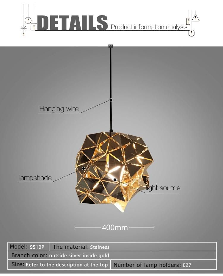 Modern Indoor Decoration Hanging Lighting Interior Gold Pendant Lamp