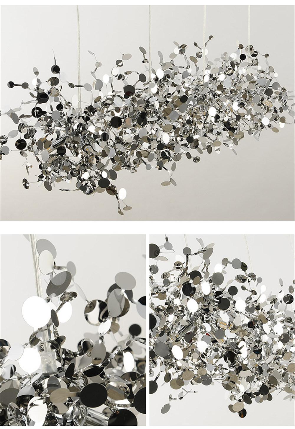 Chandelier Argent Lighting Hand Made Stainless Steel Leaf Chandelier Lamp for Living Room/Bedroom Home Art Deo Lighting