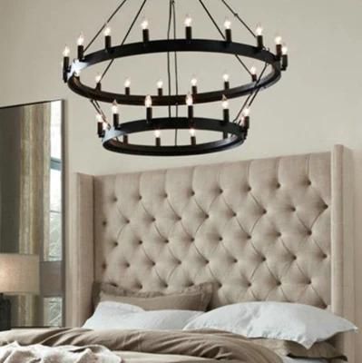 Black 9/12/15/18/27/33 PCS E14 Candle Chandelier Retro Iron Restaurant Kitchen Large Chandelier (WH-VP-112)