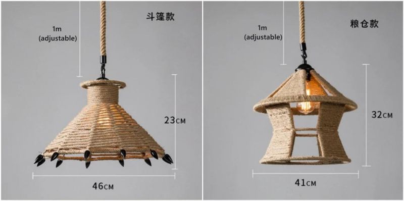 Retro Industrial Style Lighting Lamp Hemp Rope Chandelier