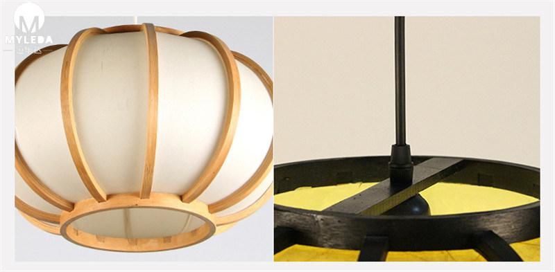 Metal Lantern Wooden Pendant Lamp