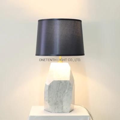 Marble Body and Fabric Shade Table Lamp