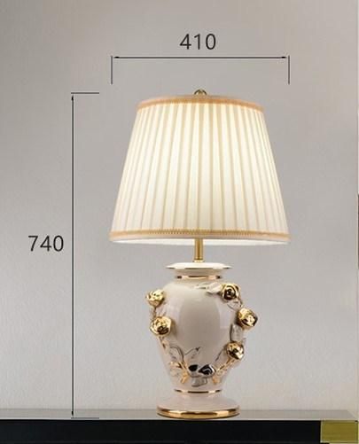 Large Light Luxury American Table Lamp Ceramic Decoration Art Designer European Retro All Copper Living Room Porch Townhouse