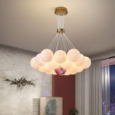 Nordic 3D Printed Moon Lampshade Chandelier Glass LED Hanging Lights (WH-GP-96)