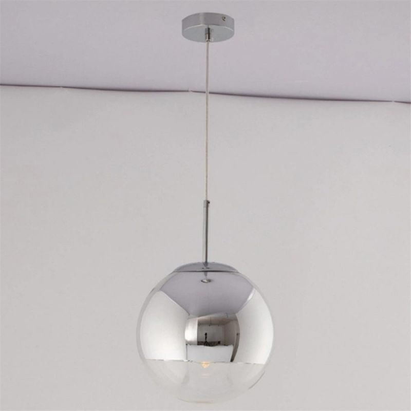 Modern Pendant Lights Silver Mirror Ball Pendant Lamp Globe Glass LED Lamp Living Room Bedroom Home Kitchen Hanging Lamps