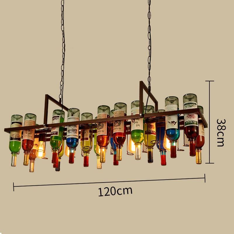 Industrial Pendant Light Art Decoration Iron Glass Wine Bottle Chandelier Pendant Lamp Hanging Kitchen Light