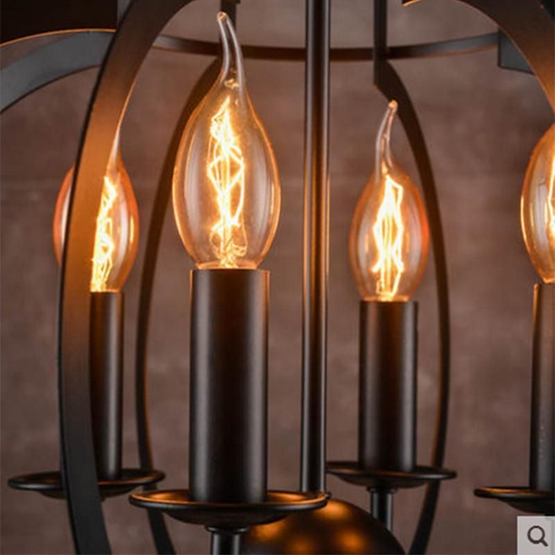Creative Iron Pendant Lamp E14 American Decor Pendant Lamp Indoor Black Chandelier (WH-VP-114)