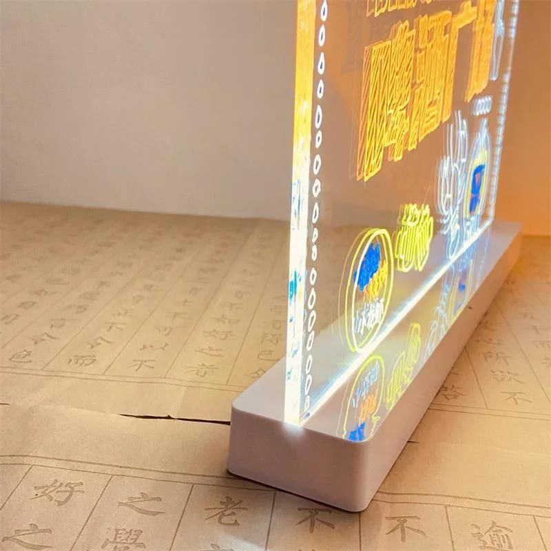 Desktop Acrylic Menu Board for Restaurant Advertising LED Table Lamp Memo Board Portable Writing Board Night Light Acrylic Stand