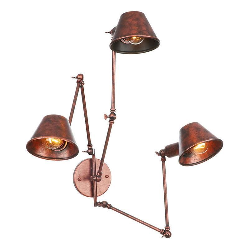 Industrial Retro Brass Wall Light Adjustable 1-Light Indoor Wall Sconce with Extendable Double Swing Arms