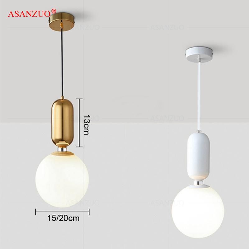 Nordic Creative Single Head Glass Ball Pendant Lamp Bedroom Bedside Lamp Simple Living Room Suspension Lamp (WH-AP-230)