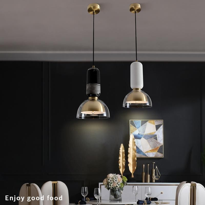 Restaurant Chandelier Modern Light Luxury Natural Marble Glass Home Bedroom Bedside Lamp