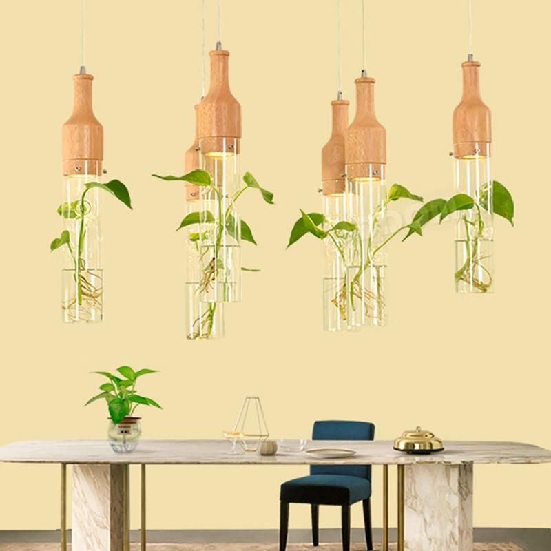 LED Creative Restaurant Bar Counter with Aquatic Plant Garden Pendant Lamp