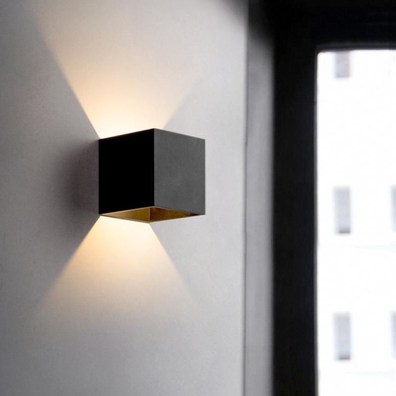 Black Cube Design Concise Style Wall Lamp Bedside Lamp Nightsand Lamp