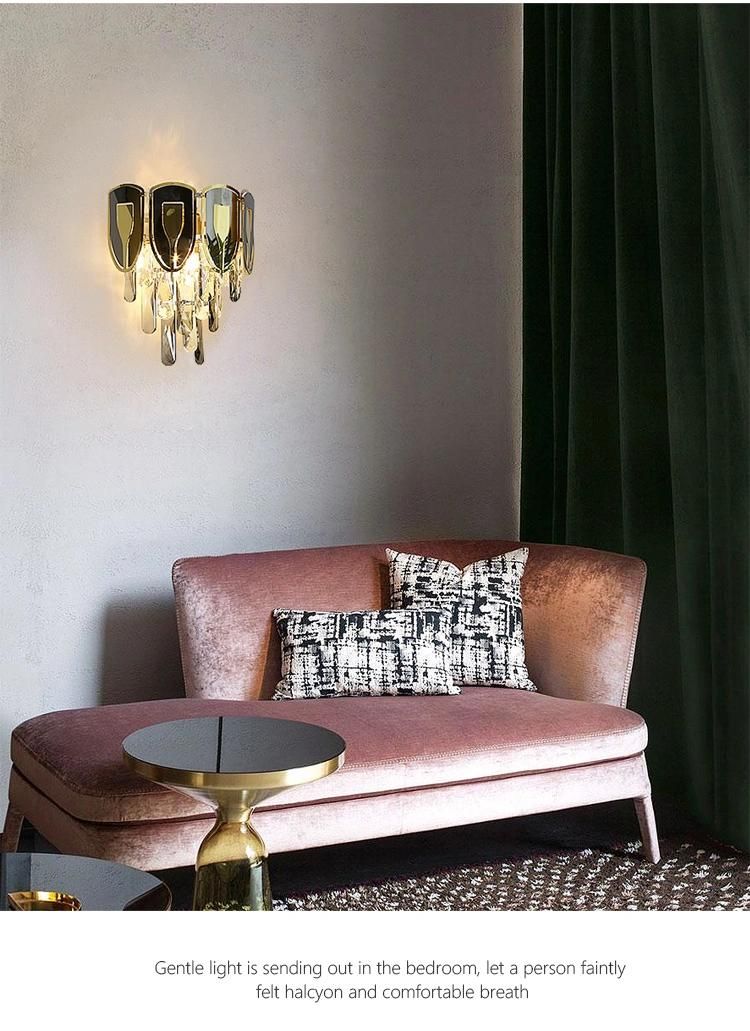 Creative House Hotel Bedside Living Room K9 Crystal Design Decor Mounted Indoor Modern LED Sconce Interior Wall Lamp Crystal