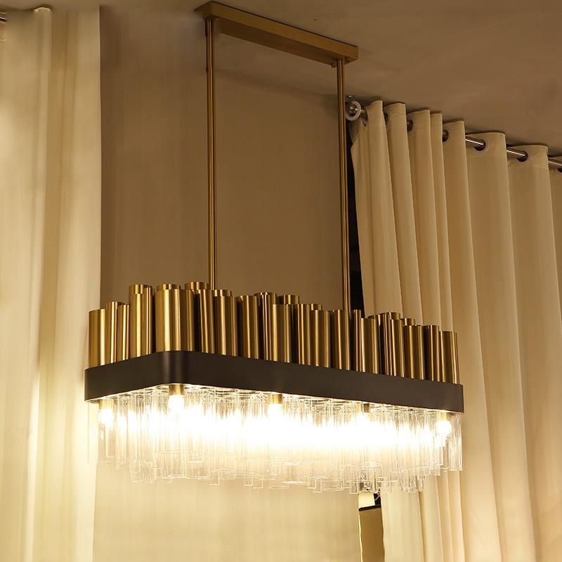 Postmodern Luxury Fashion Glass Titanium Stainless Steel Restaurant Chandelier