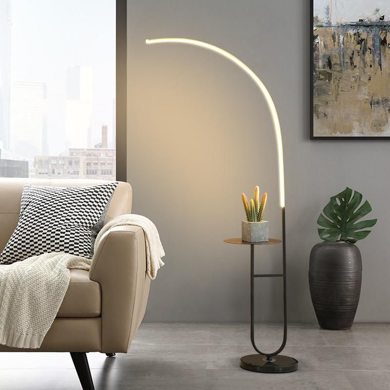 Nordic Coffee Table Floor Lamp LED Living Room Dimming Remote Control Modern Minimalist Line Standing Floor Lamp Marble