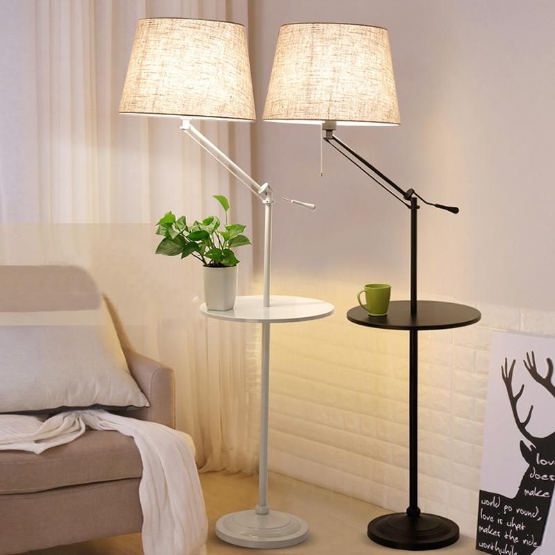 Nordic Living Room Study Vertical Storage Tray Coffee American Tiffany Long Arm Floor Lamp Modern Adjustable Lighting and Floor Standing Lights with Side Table