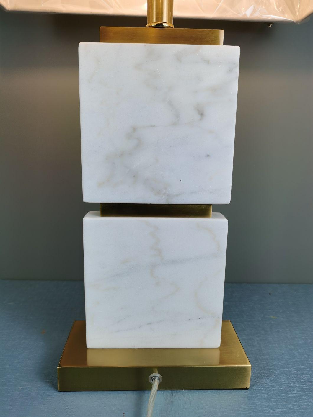 Simple Natural Marble Light Luxury Metal Villa Living Room Hotel Lobby Model Room Design Table Lamp