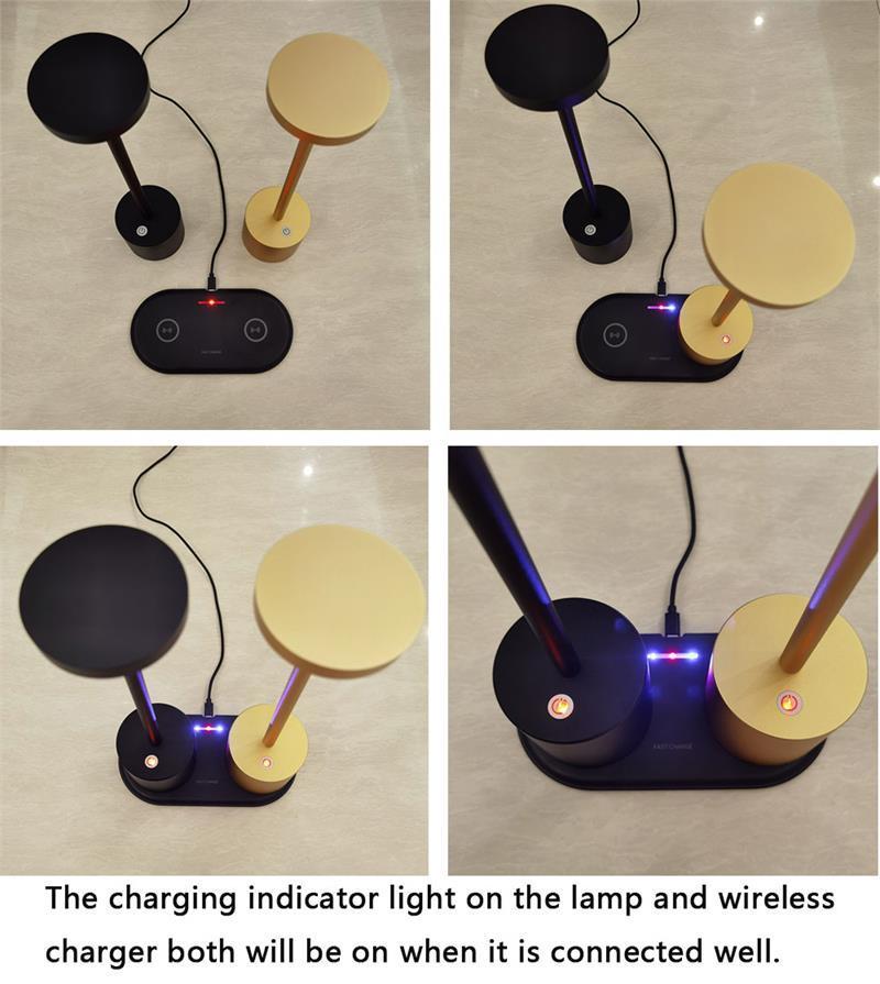Wireless Charging Battery Powered Table Lamp Cordless for Hotel Bar Restaurant Dining Room Bedside Lamp