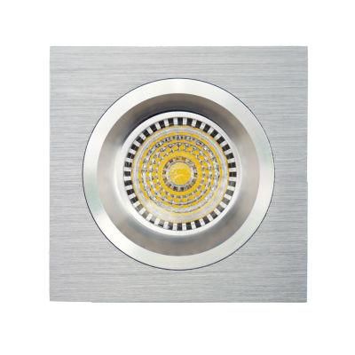 Lathe Aluminum GU10 MR16 Square Fixed Recessed LED Spotlight Fixture Frame (LT2109)