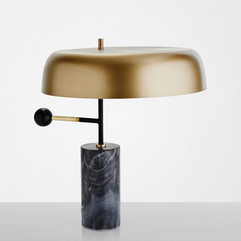 Black Marble Base Metal Shade Modern Lamp Table Stand Light for Hotel, Lobby Room, Bedrom