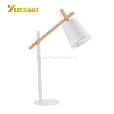 Classical Modern Wooden White Iron Metal E14 Max40W LED Table Lamp Desk Light for Reading